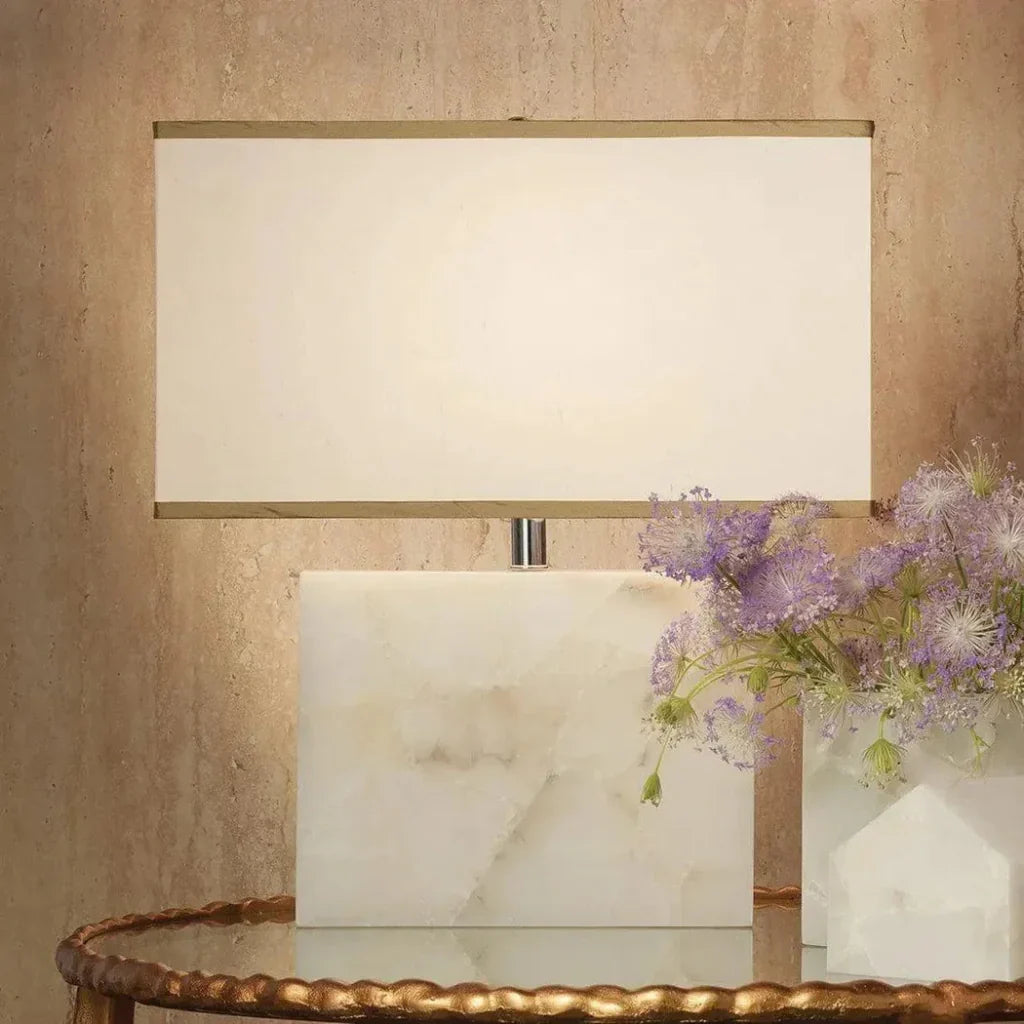 White Alabaster Borealis Table Lamp - LOOMLAN - Jamie Young - Table Lamps