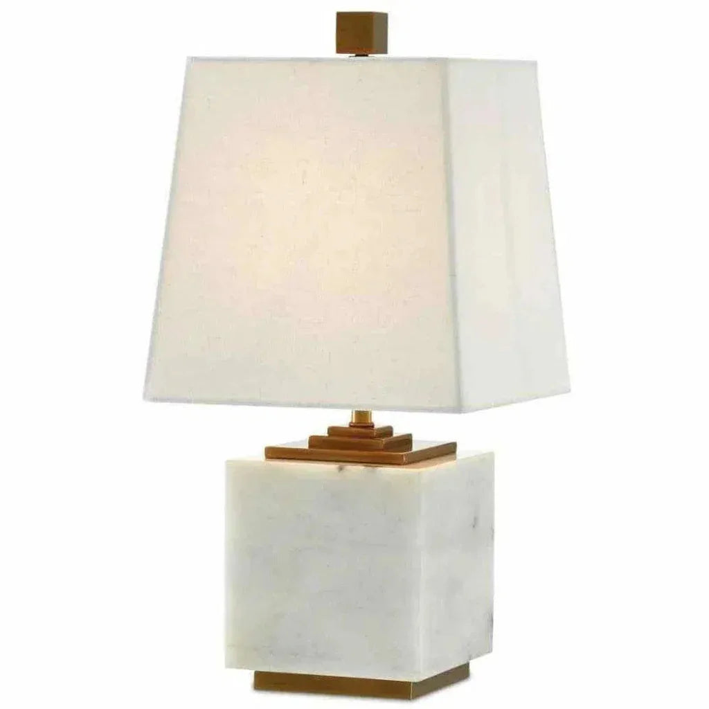 White Antique Brass Annelore Table Lamp - LOOMLAN - Currey & Co - Table Lamps