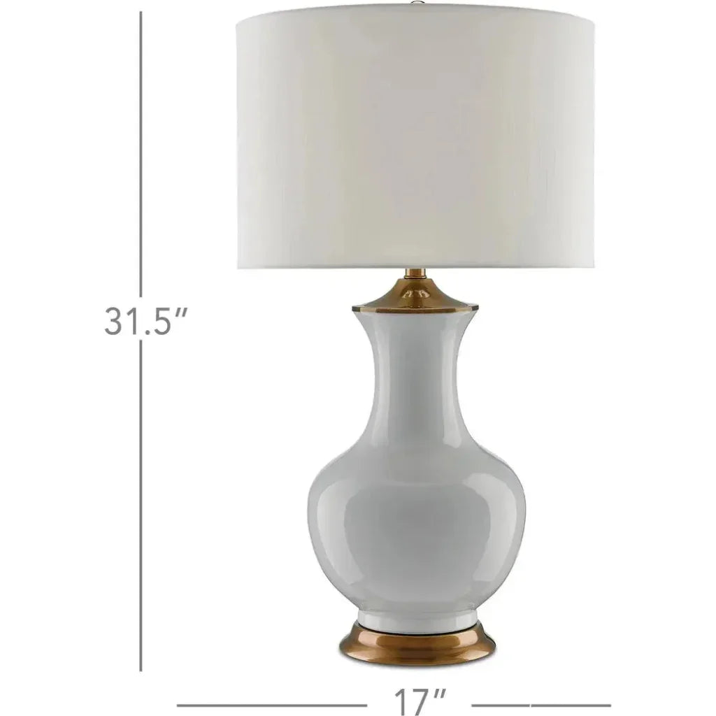 White Antique Brass Lilou White Table Lamp - LOOMLAN - Currey & Co - Table Lamps