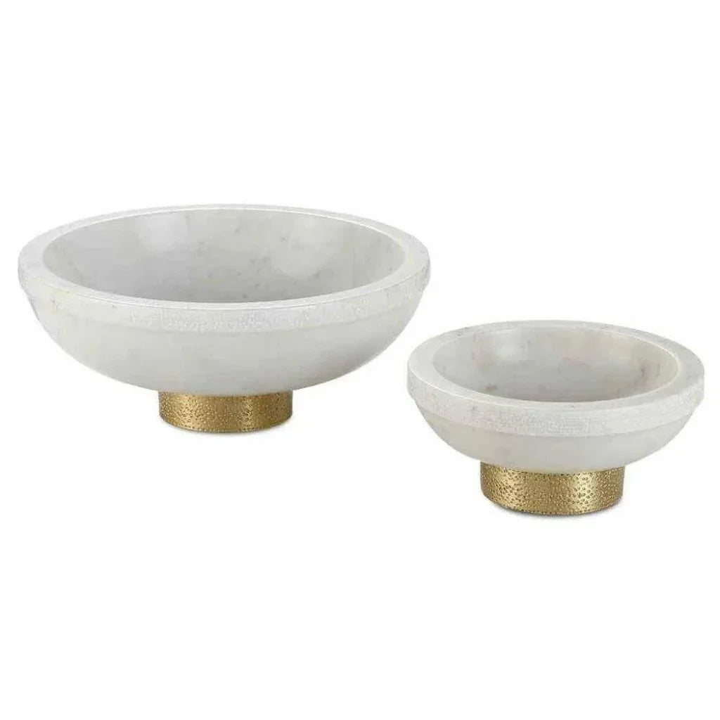 White Brass Valor Small White Bowl - LOOMLAN - Currey & Co - Statues & Sculptures