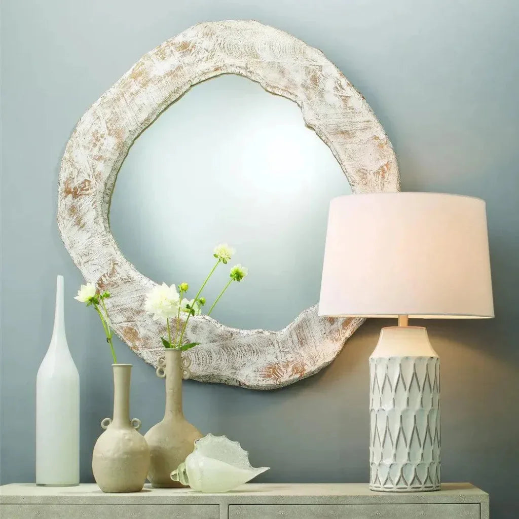 White Ceramic Dalia Table Lamp - LOOMLAN - Jamie Young - Table Lamps