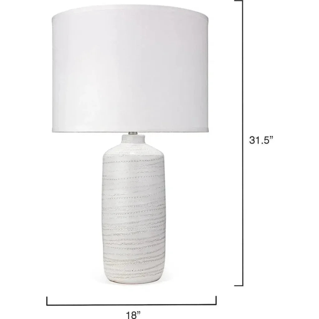 White Ceramic Trace Table Lamp - LOOMLAN - Jamie Young - Table Lamps