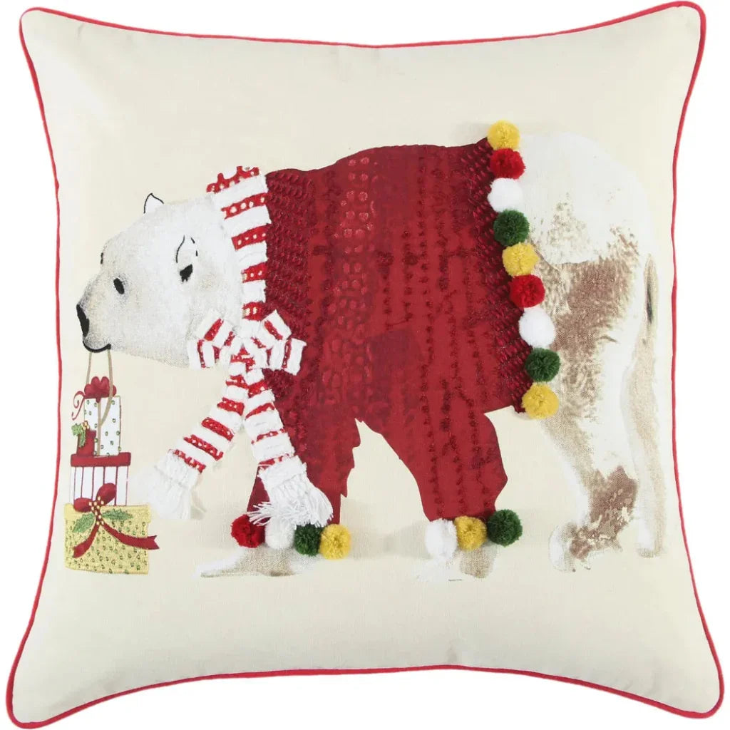 LOOMLAN White Christmas Decorative Pillow Welted Isah