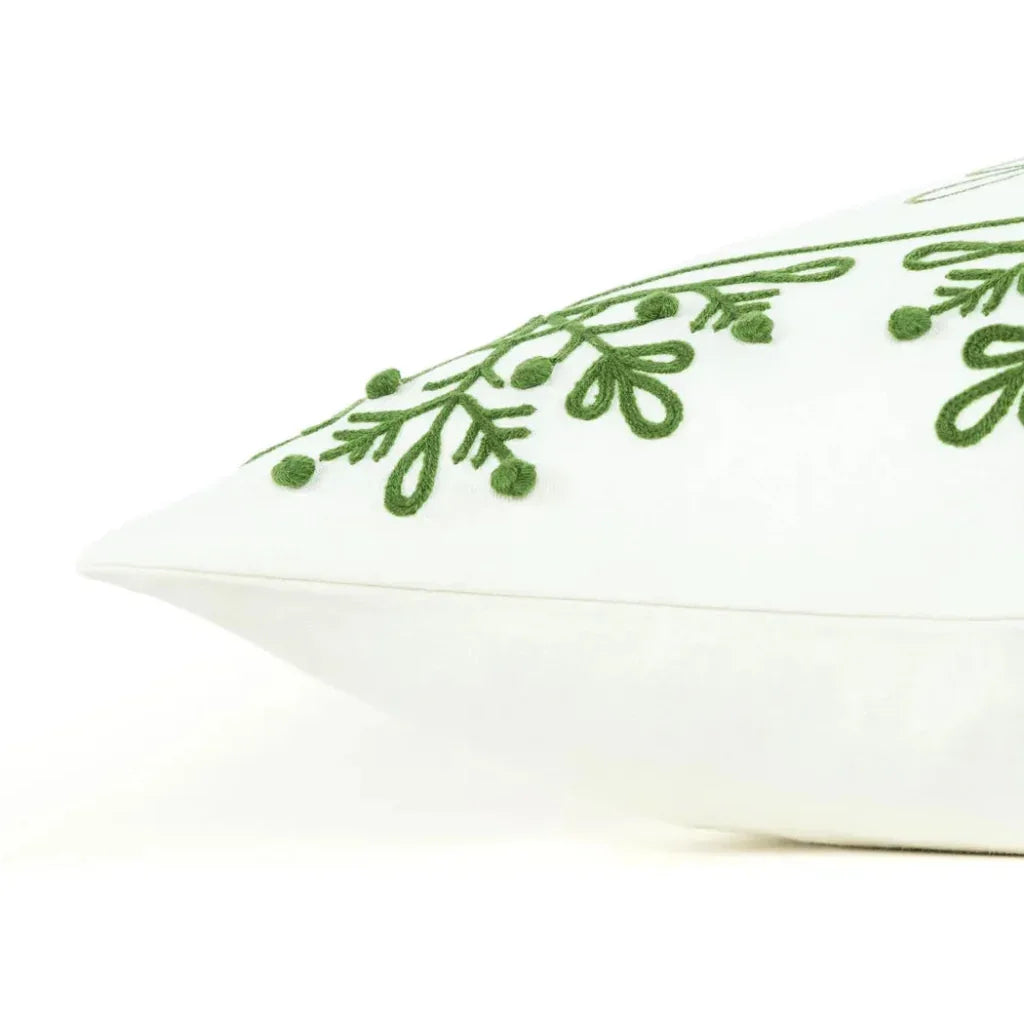 White Christmas Snowflakes Green Pillow Down Insert - LOOMLAN - LOOMLAN - Throw Pillows