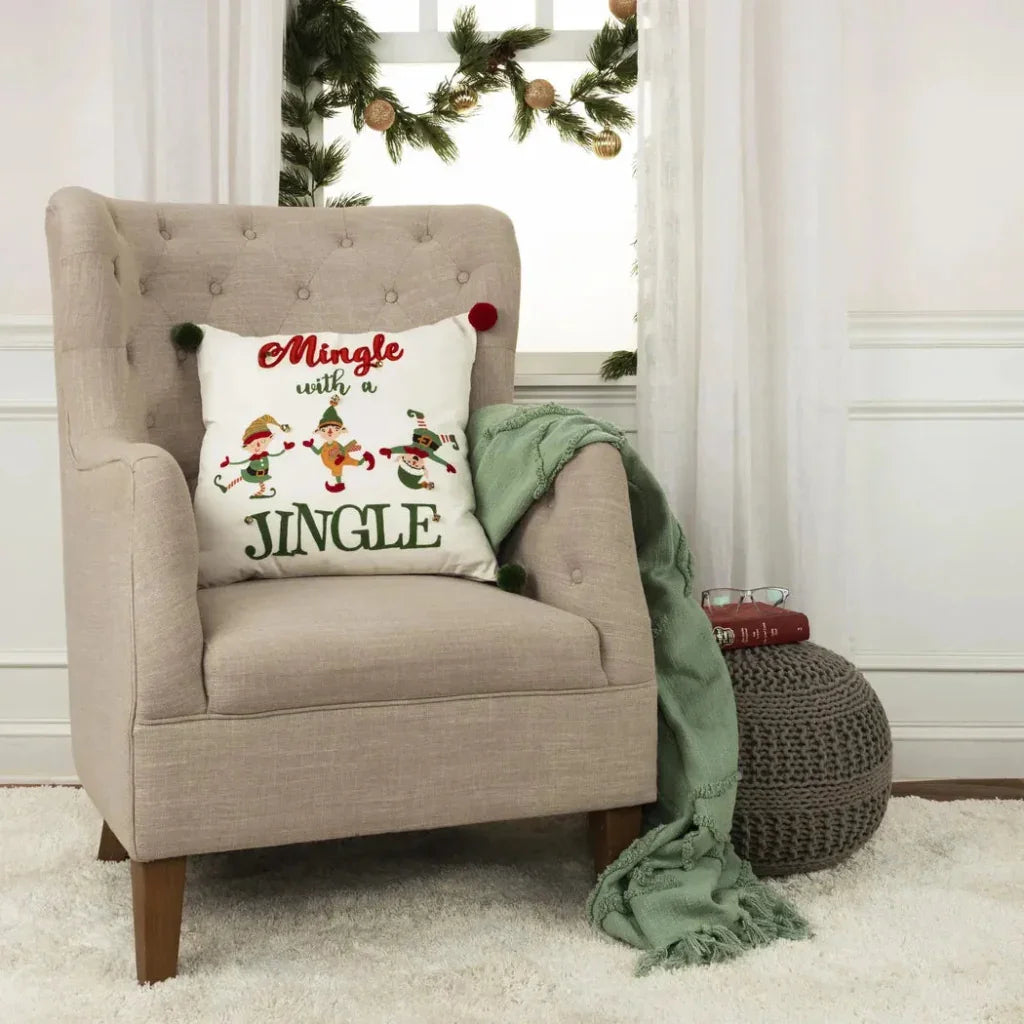 White Christmas Throw Pillow Down Insert Elves - LOOMLAN - LOOMLAN - Throw Pillows