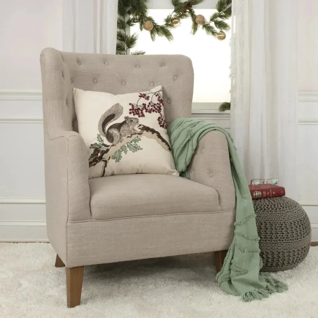 White Christmas Throw Pillow Down Insert Luna - LOOMLAN - LOOMLAN - Throw Pillows