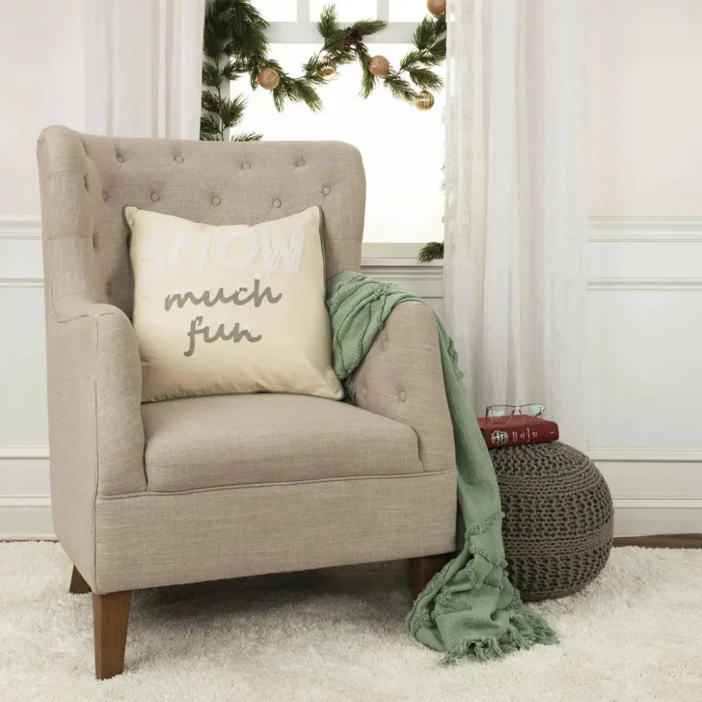 White Christmas Throw Pillow Down Insert Snow - LOOMLAN - LOOMLAN - Throw Pillows