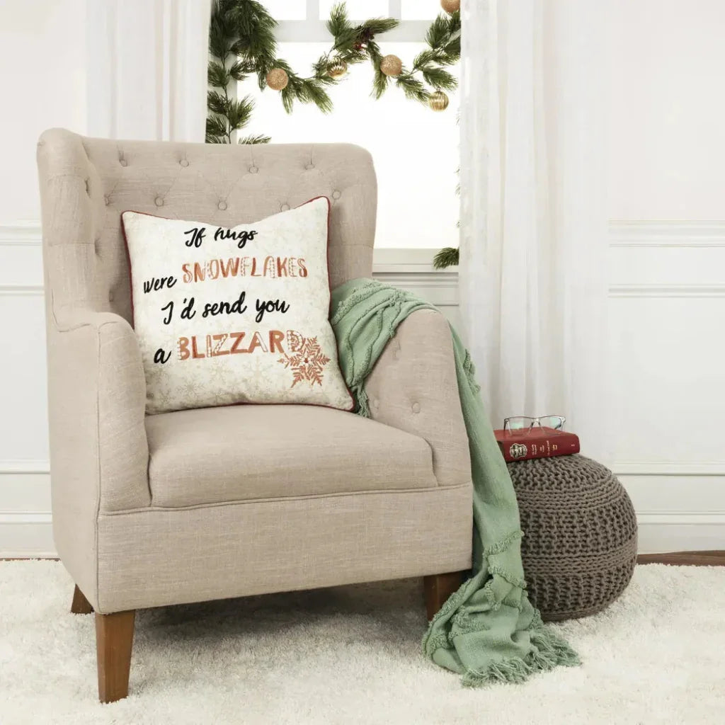 White Christmas Throw Pillow Down Insert Snowflakes - LOOMLAN - LOOMLAN - Throw Pillows