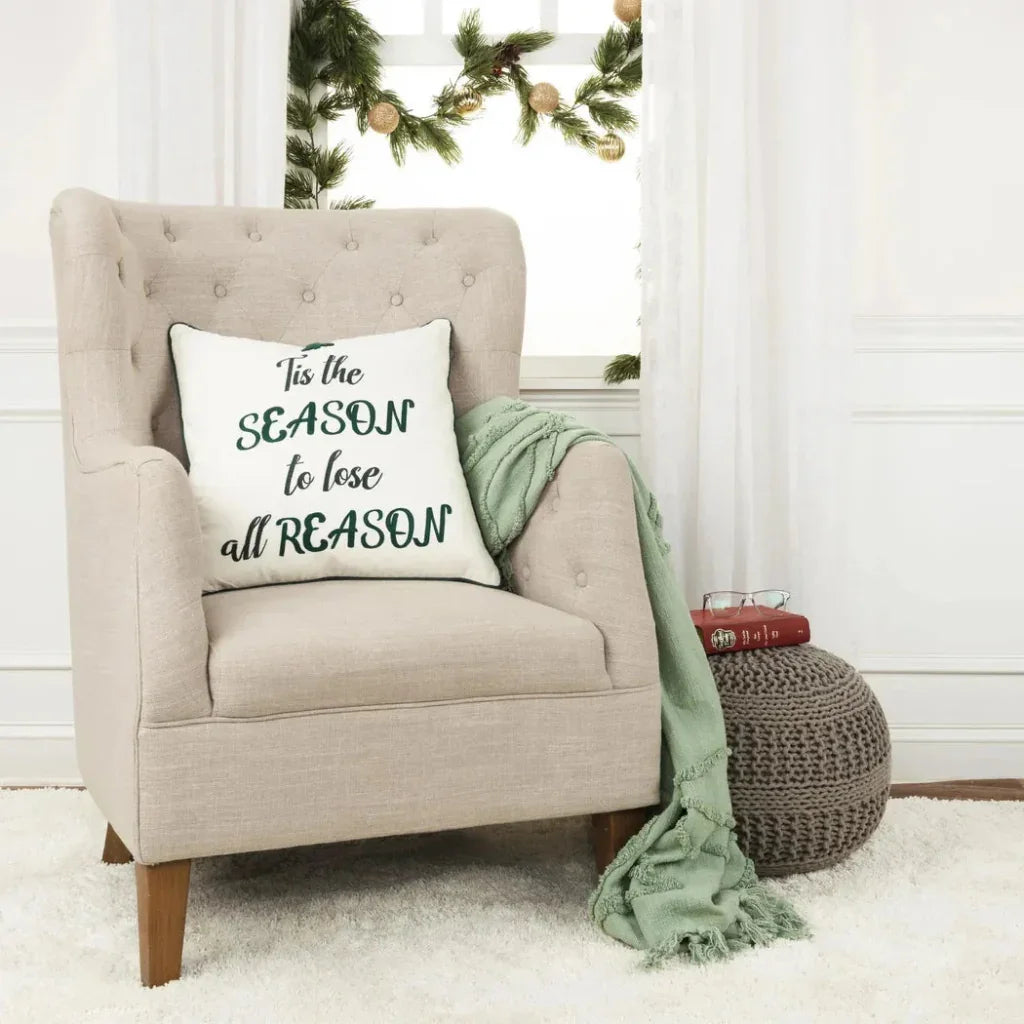 White Christmas Throw Pillow White Welted Season - LOOMLAN - LOOMLAN - Throw Pillows