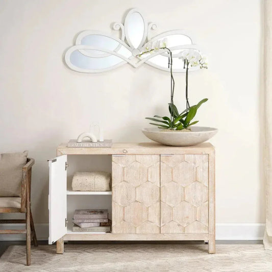 White Decorative Wall Mirror 46" Wide Cottage - LOOMLAN - Jamie Young - Wall Mirrors