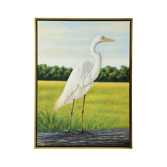 White Egret Oil Painting Artwork-Framed Wall Art-Chelsea House-LOOMLAN