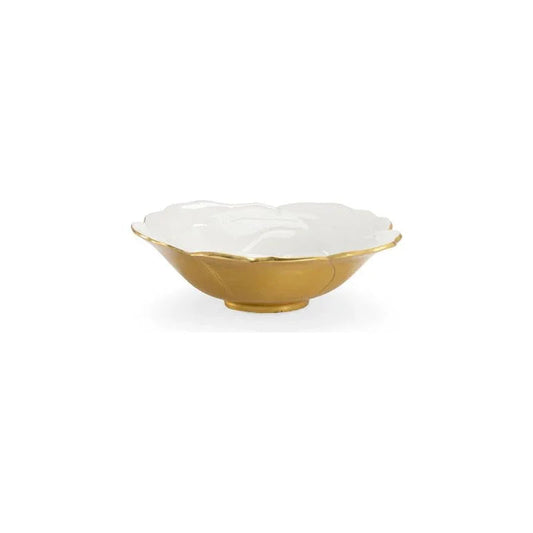 White Enameled Metallic Gold Bowl - LOOMLAN - Chelsea House - Boxes & Bowls