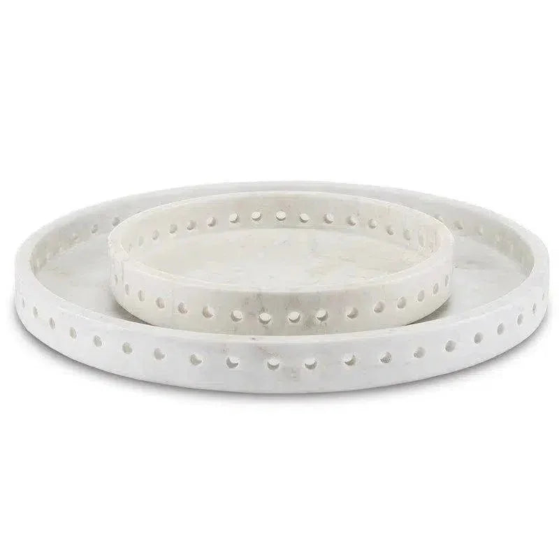 White Freya White Marble Large Tray - LOOMLAN - Currey & Co - Trays