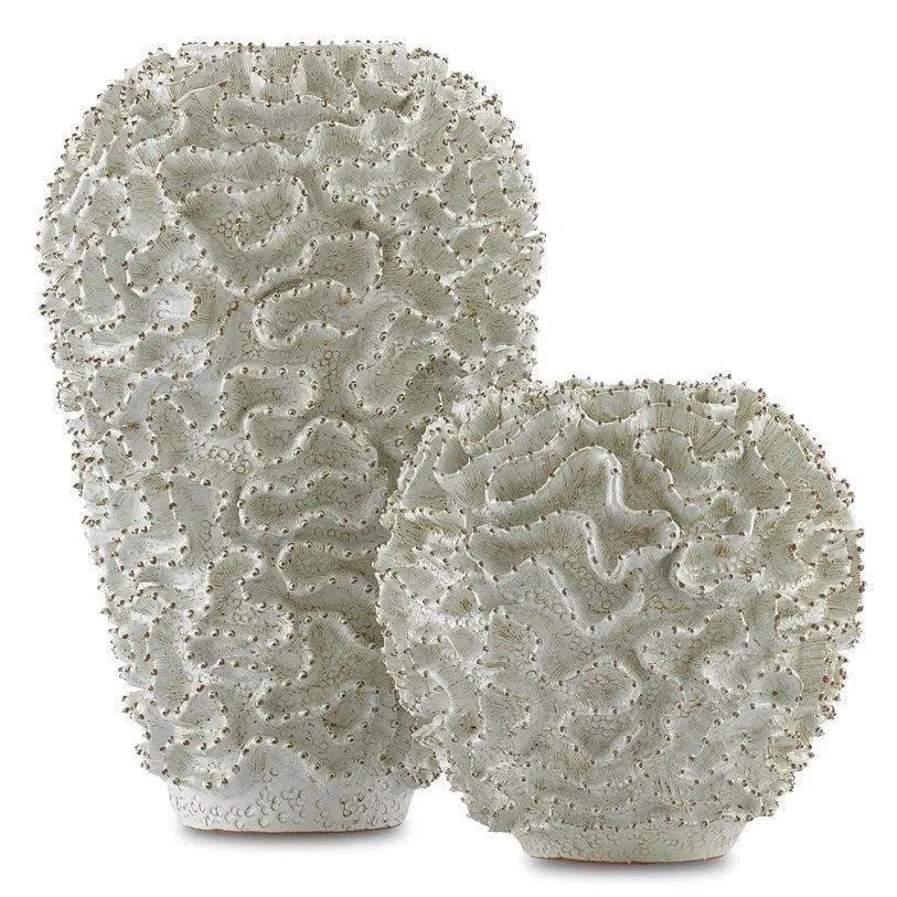 White Gold Swirl Small Vase - LOOMLAN - Currey & Co - Vases & Jars