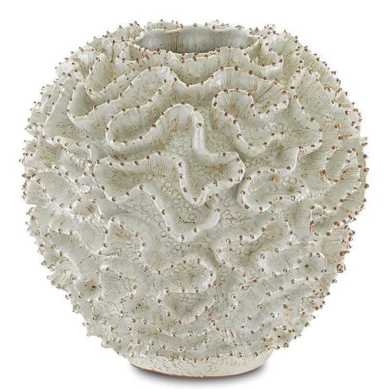 White Gold Swirl Small Vase - LOOMLAN - Currey & Co - Vases & Jars