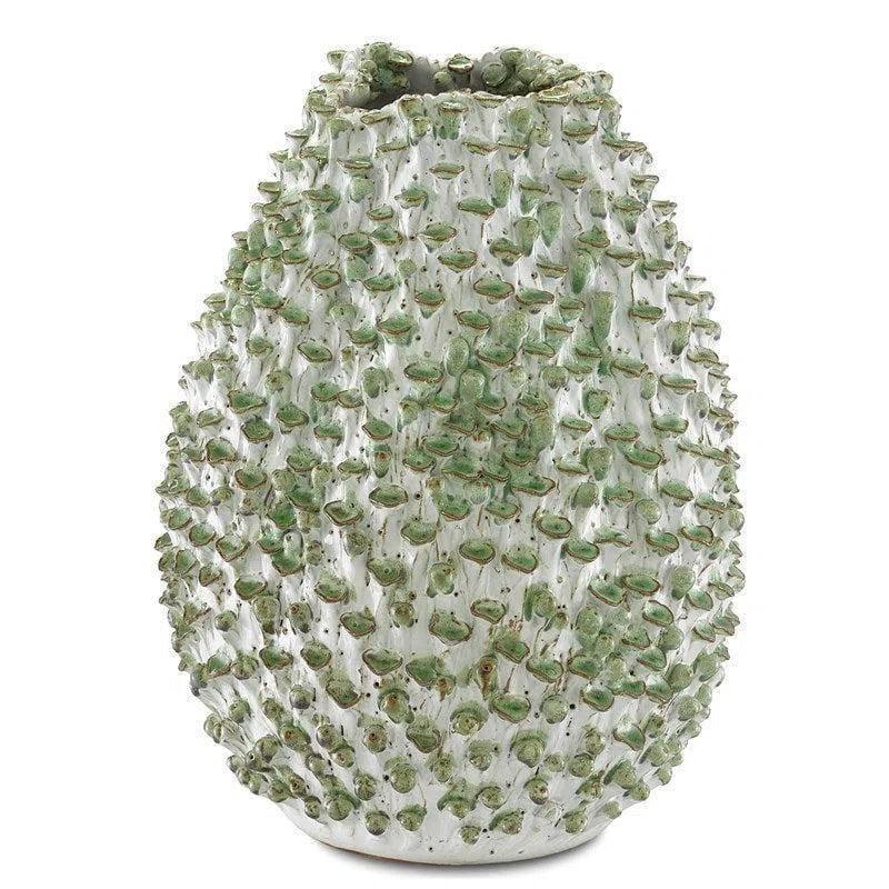 White Green Milione Small Vase - LOOMLAN - Currey & Co - Vases & Jars