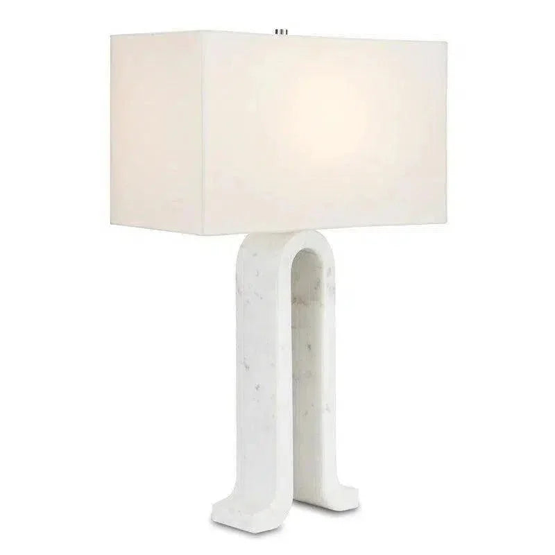 White Marble Leo Table Lamp - LOOMLAN - Currey & Co - Table Lamps