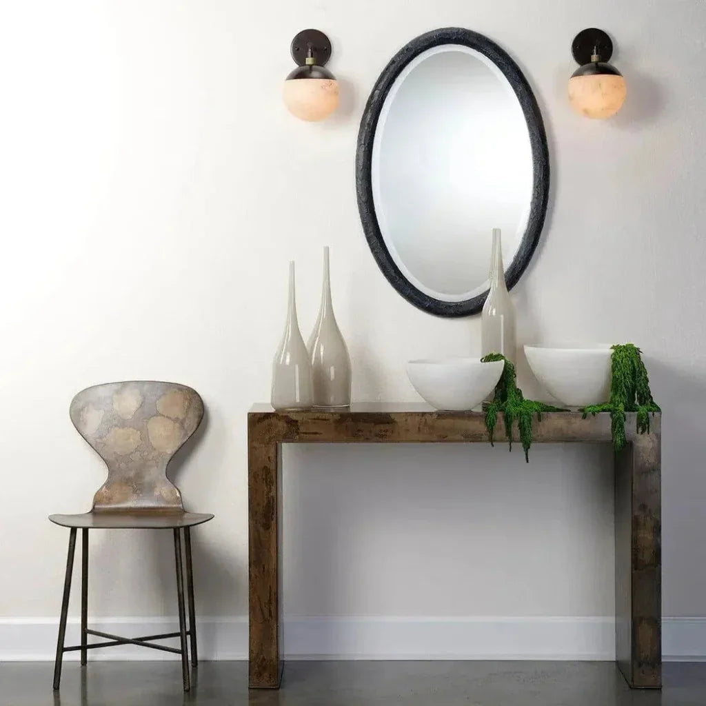 White Oil Rubbed Bronze Alabaster Metro Wall Sconce - LOOMLAN - Jamie Young - Wall Sconces