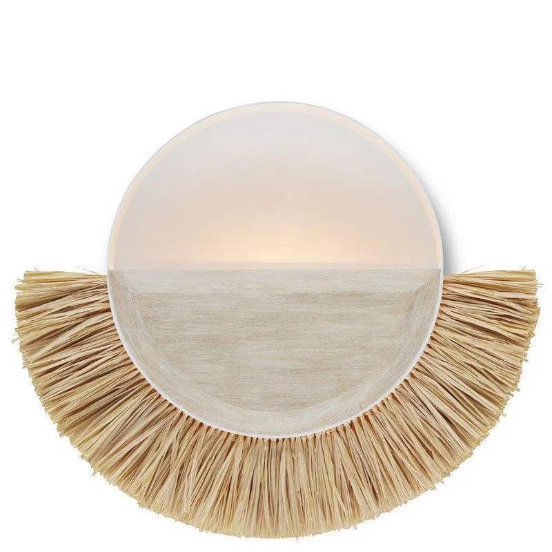 White Sandstone Natural Raffia Seychelles Wall Sconce - LOOMLAN - Currey & Co - Wall Sconces