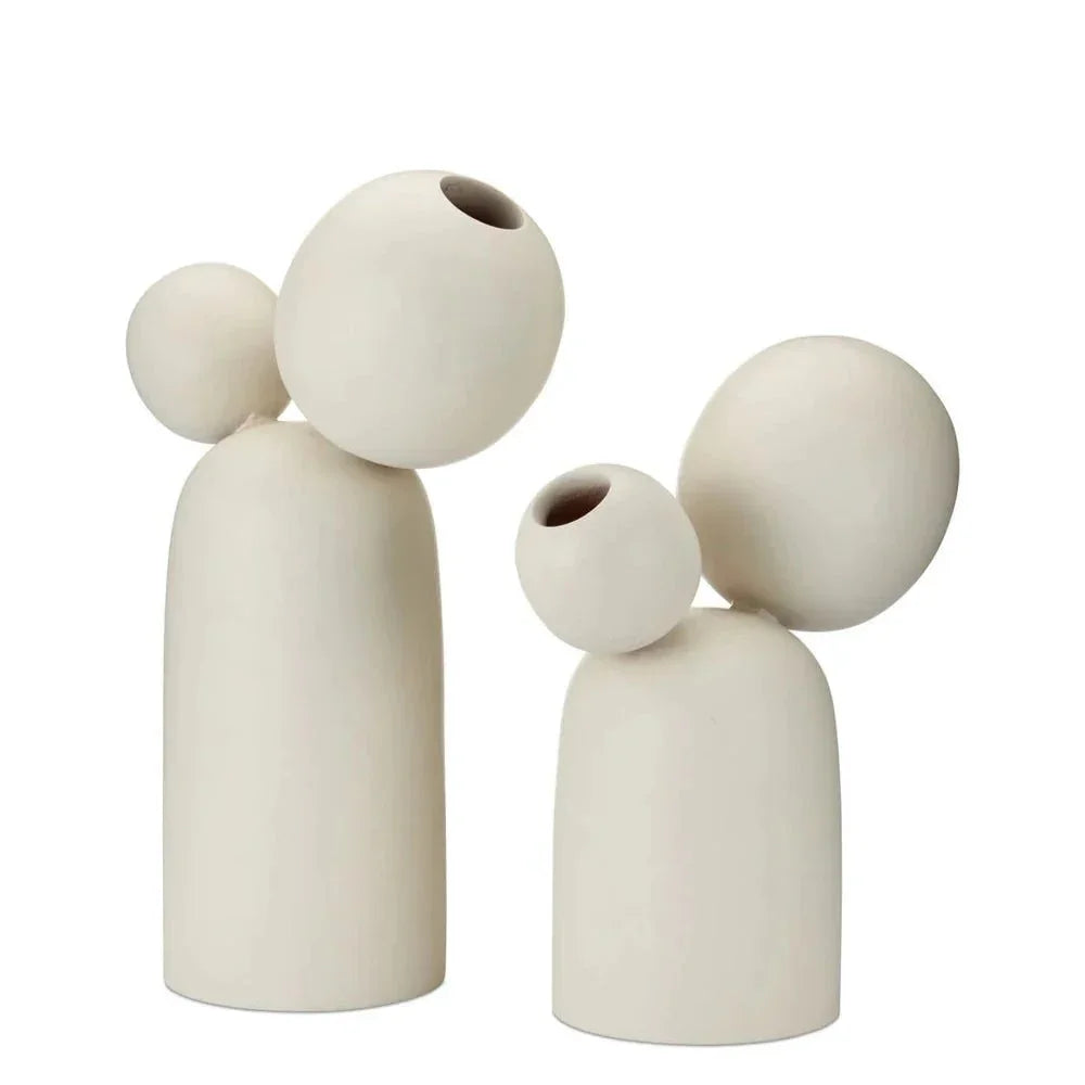 Wood Ensemble Ivory Sculptures Object 2PC - LOOMLAN - Currey & Co - Statues & Sculptures