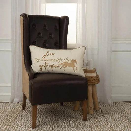 Yara Farmhouse Lumbar Pillow Cover Insert Horse - LOOMLAN - LOOMLAN - Throw Pillows