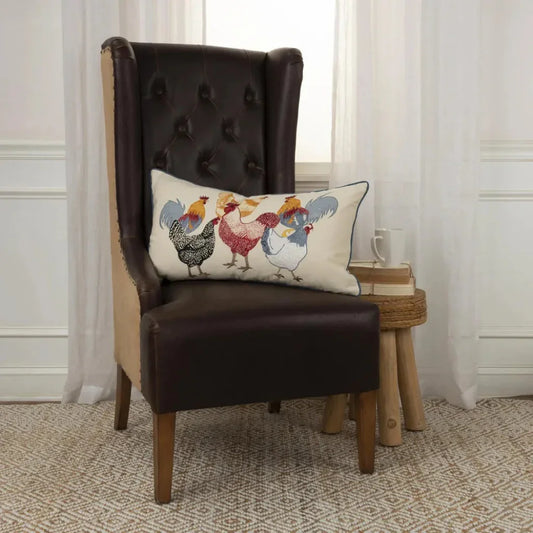 Yara Roosters Lumbar Pillow Cover Insert Roosters - LOOMLAN - LOOMLAN - Throw Pillows