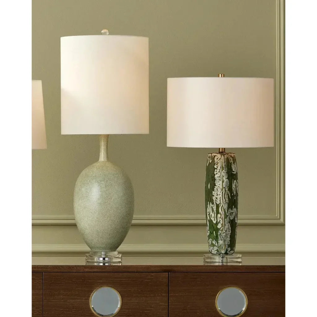 Zowan Ceramic & Optic Crystal Green Table Lamp - LOOMLAN - Currey & Co - Table Lamps