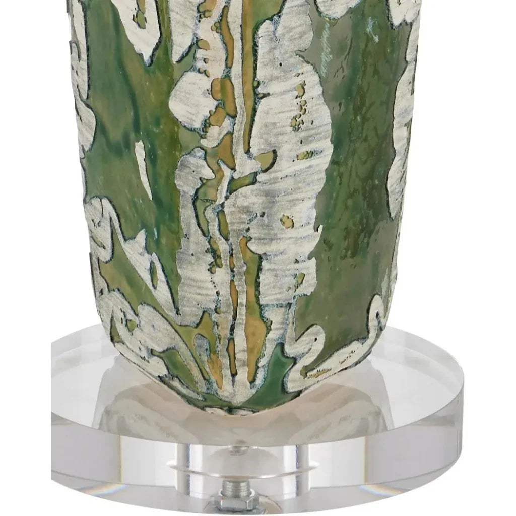 Zowan Ceramic & Optic Crystal Green Table Lamp - LOOMLAN - Currey & Co - Table Lamps
