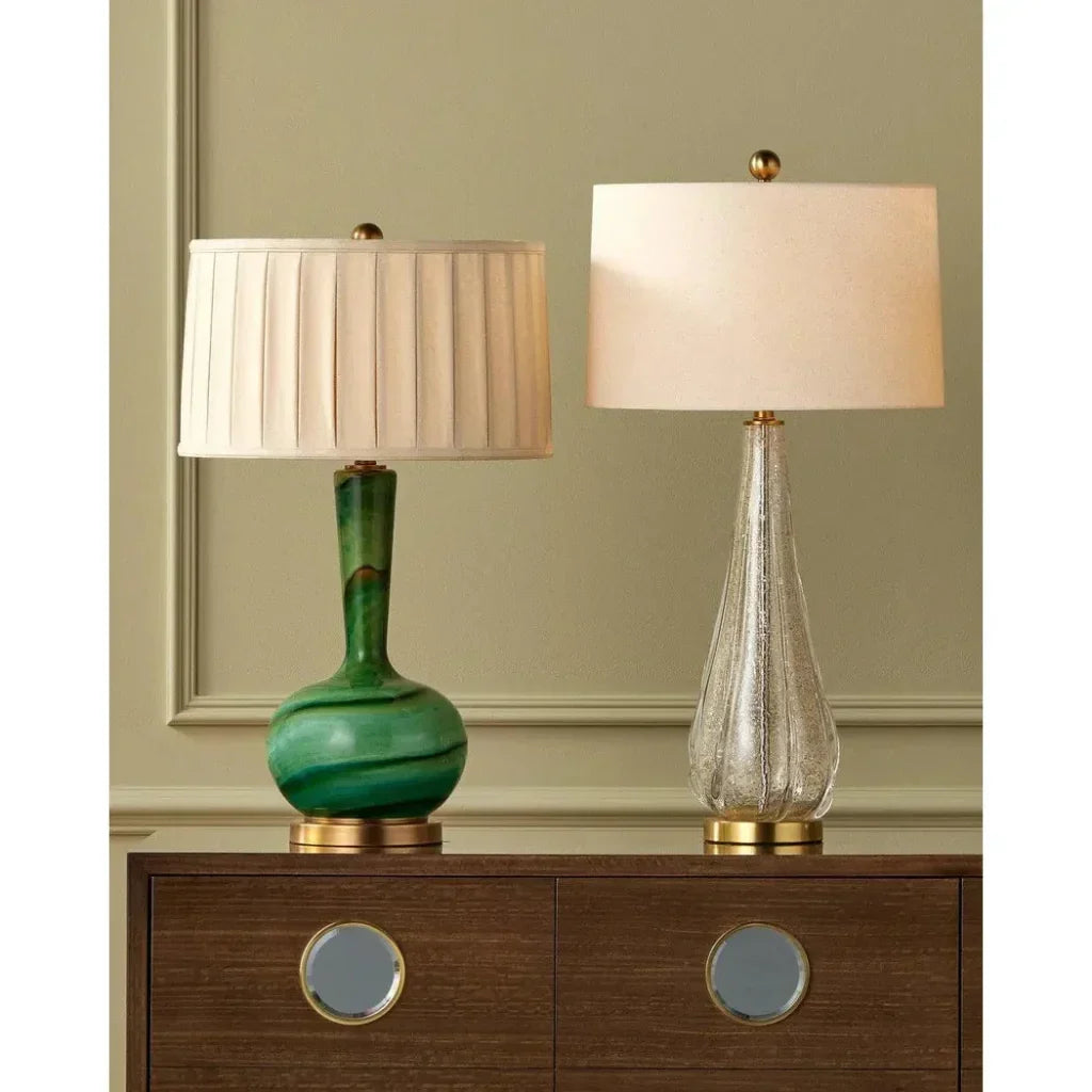 Zyphyrine Glass and Metal Gold Table Lamp - LOOMLAN - Currey & Co - Table Lamps