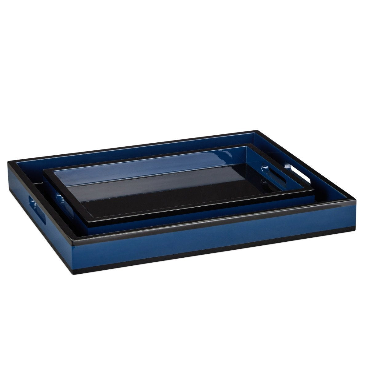 Lacquer Decorative Wood Tray (Set of 2)