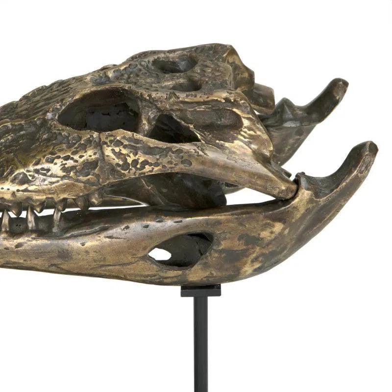 Alligator On Stand Antique Brass Sculpture