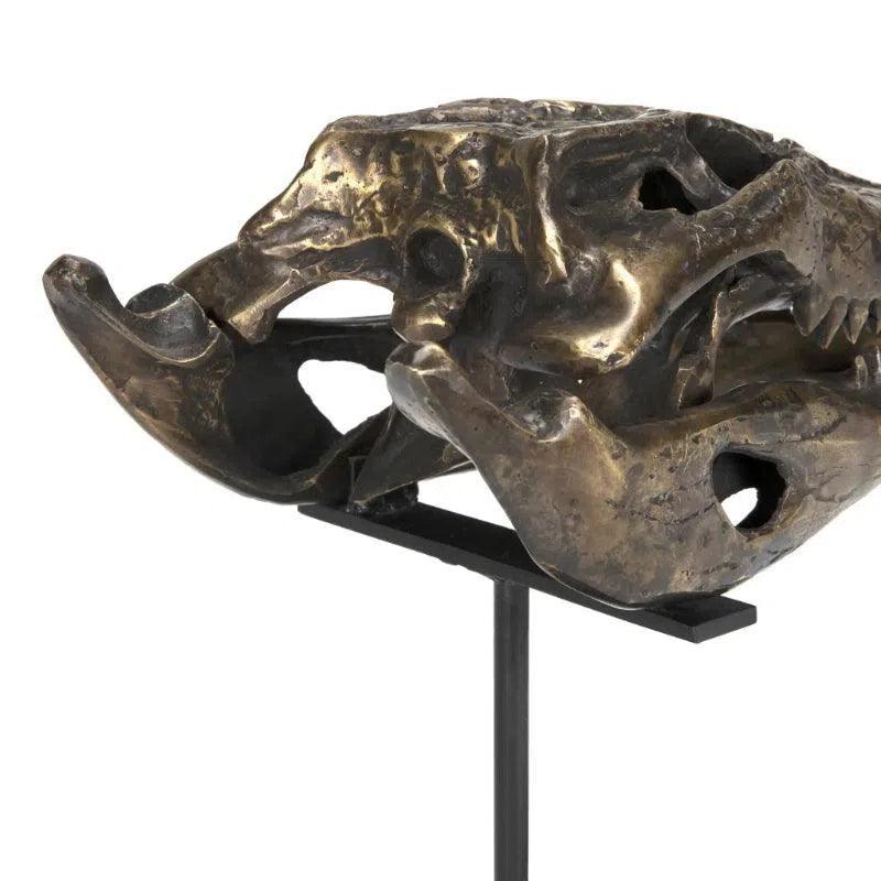 Alligator On Stand Antique Brass Sculpture
