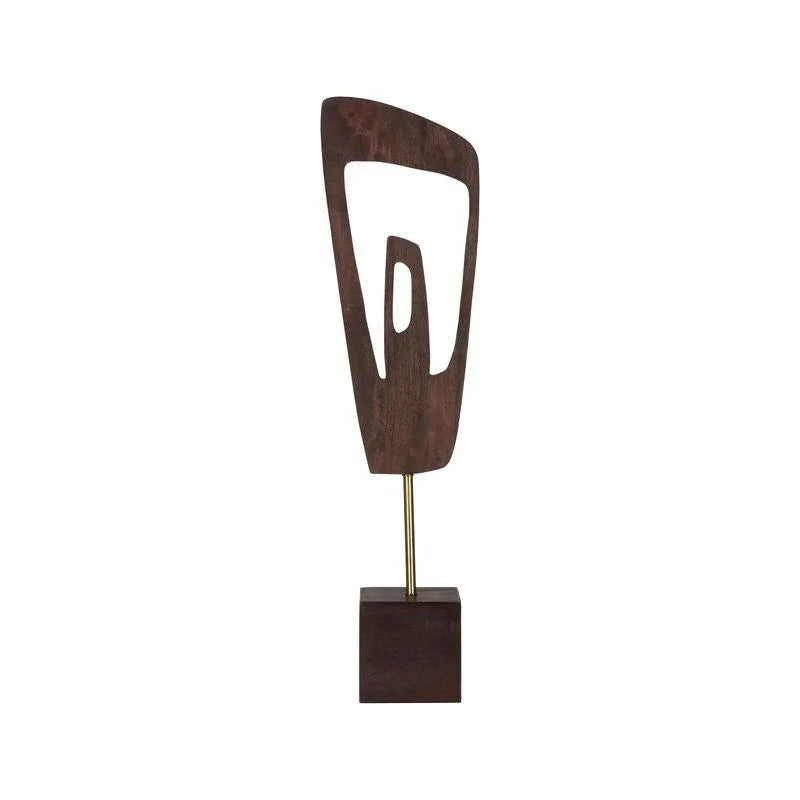 Ashe Wooden Art Marble Base Sculpture - LOOMLAN - Chelsea House - Statues & Sculptures