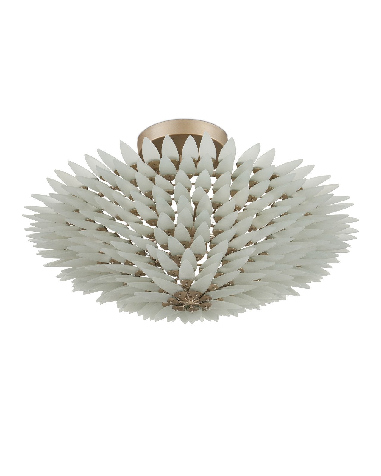 Dahlia Silver Semi-Flush Mount-Flush Mounts-Currey & Co-LOOMLAN