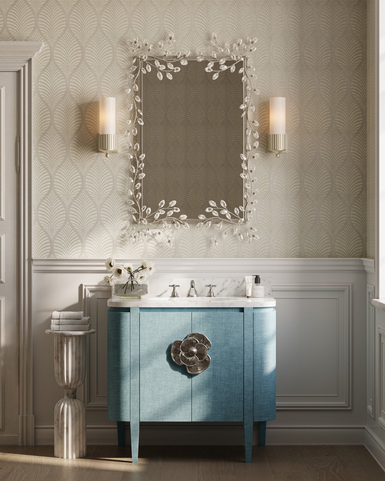 Forget-Me-Not Metal Frame Wall Mirror
