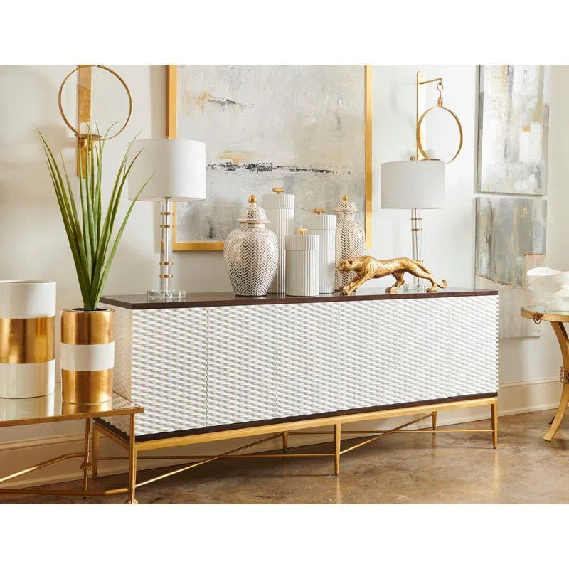 Banded Ceramic White Vase - LOOMLAN - Chelsea House - Vases & Jars