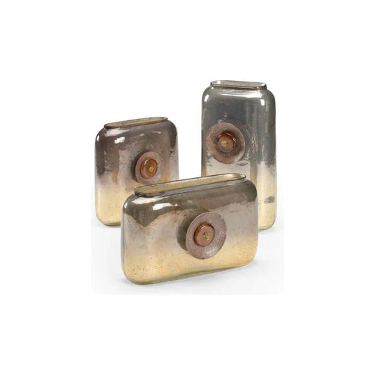 Blaze Ombre Copper Glass made Oval Vase (Set of 3) - LOOMLAN - Wildwood - Vases & Jars