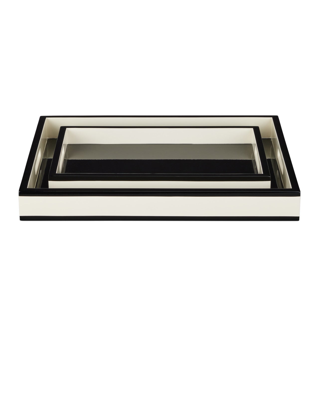 Lacquer Decorative Wood Tray (Set of 2)