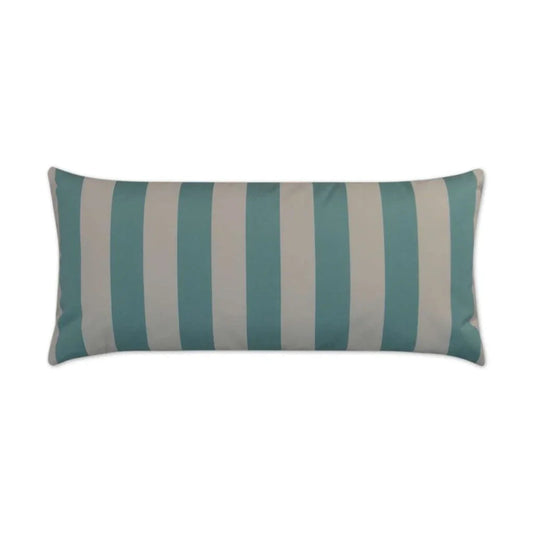 Cafe Stripe Aqua Outdoor Lumbar Pillow-Outdoor Pillows-D.V. Kap-LOOMLAN