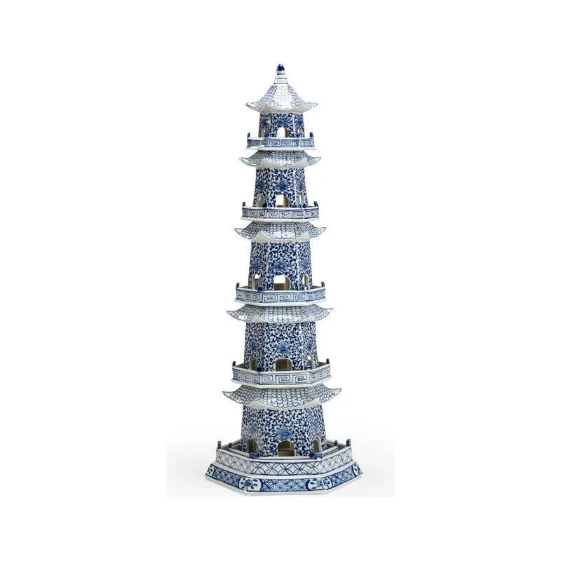 Canton Pagoda Cobalt Details Sculpture - LOOMLAN - Chelsea House - Statues & Sculptures