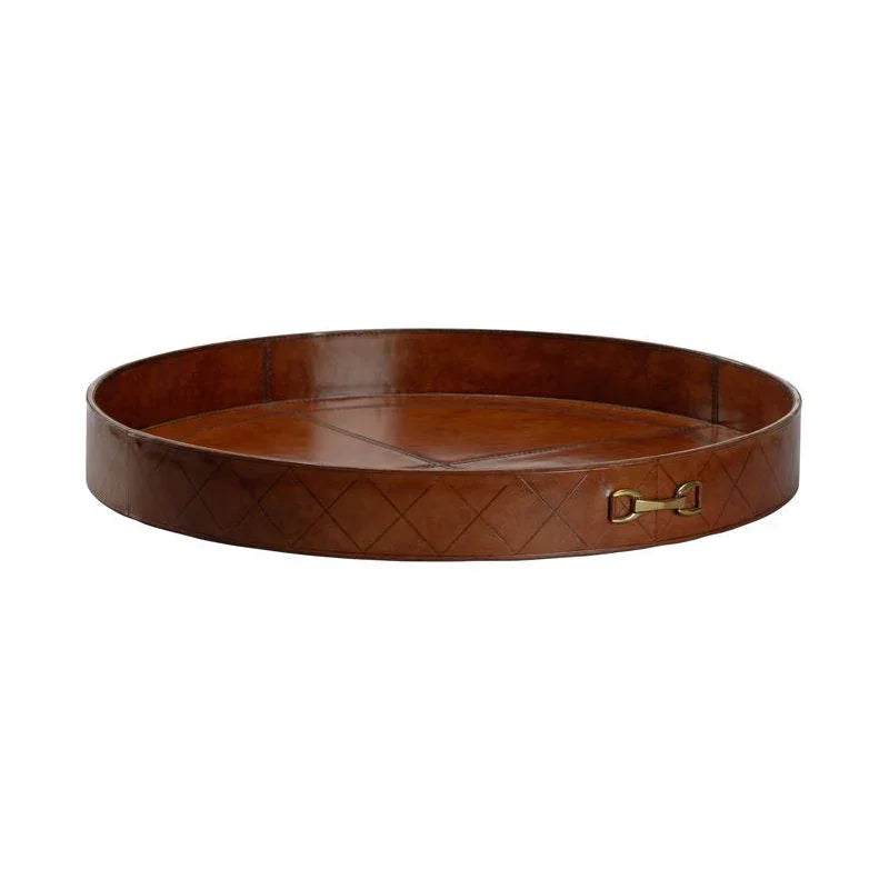 Circular Design Leather Made Tray - LOOMLAN - Chelsea House - Trays