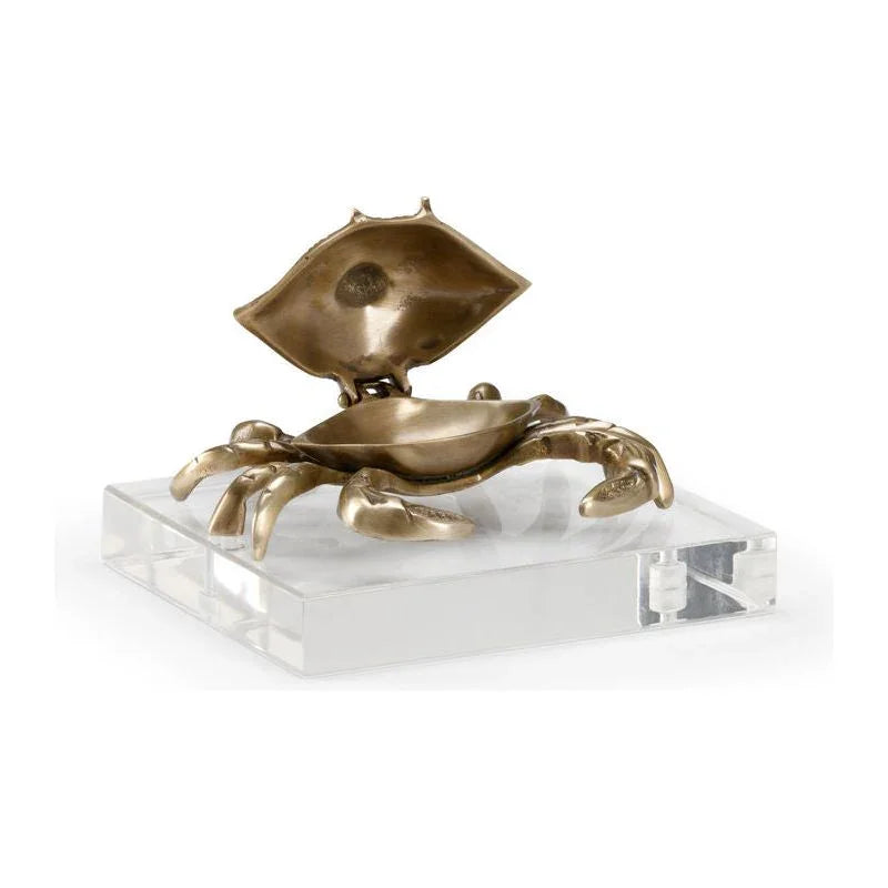 Crab Brass With Hinged Lid Sculpture - LOOMLAN - Wildwood - Statues & Sculptures