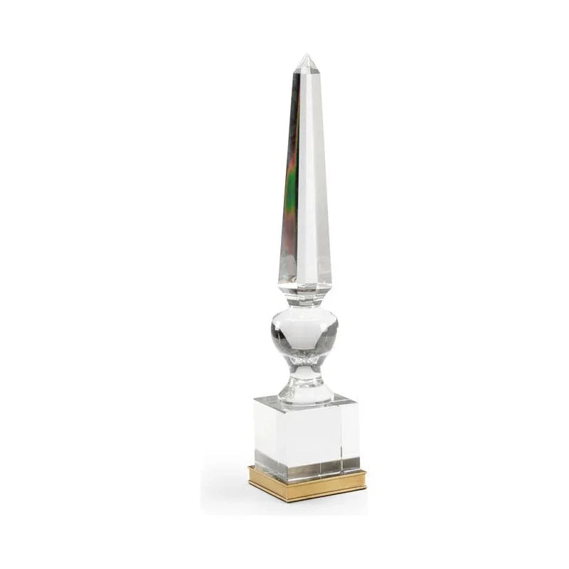Crystal Finial Hand Cut Brass Base Sculpture - LOOMLAN - Wildwood - Statues & Sculptures