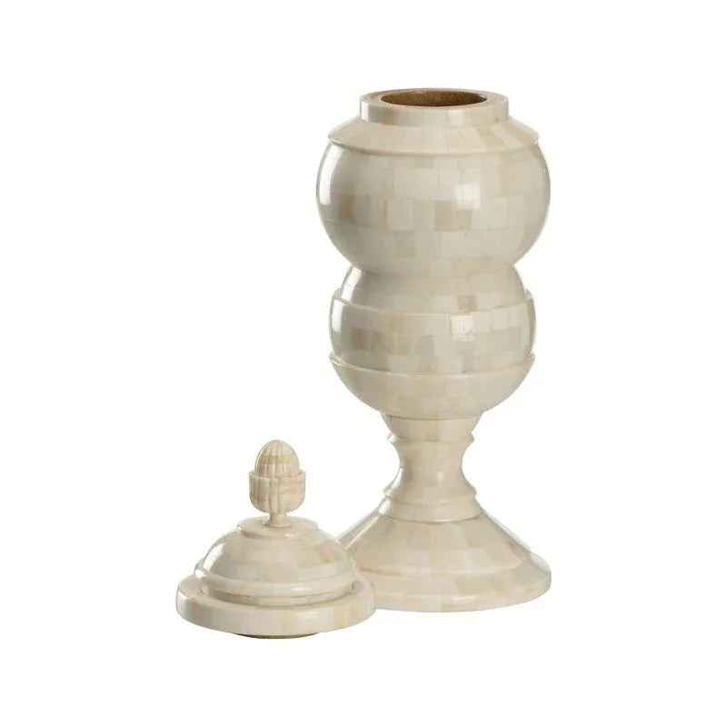 Cyrus Bone Inlay Pattern Whte Jar - LOOMLAN - Chelsea House - Vases & Jars