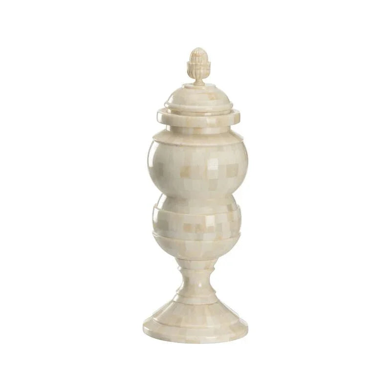Cyrus Bone Inlay Pattern Whte Jar - LOOMLAN - Chelsea House - Vases & Jars