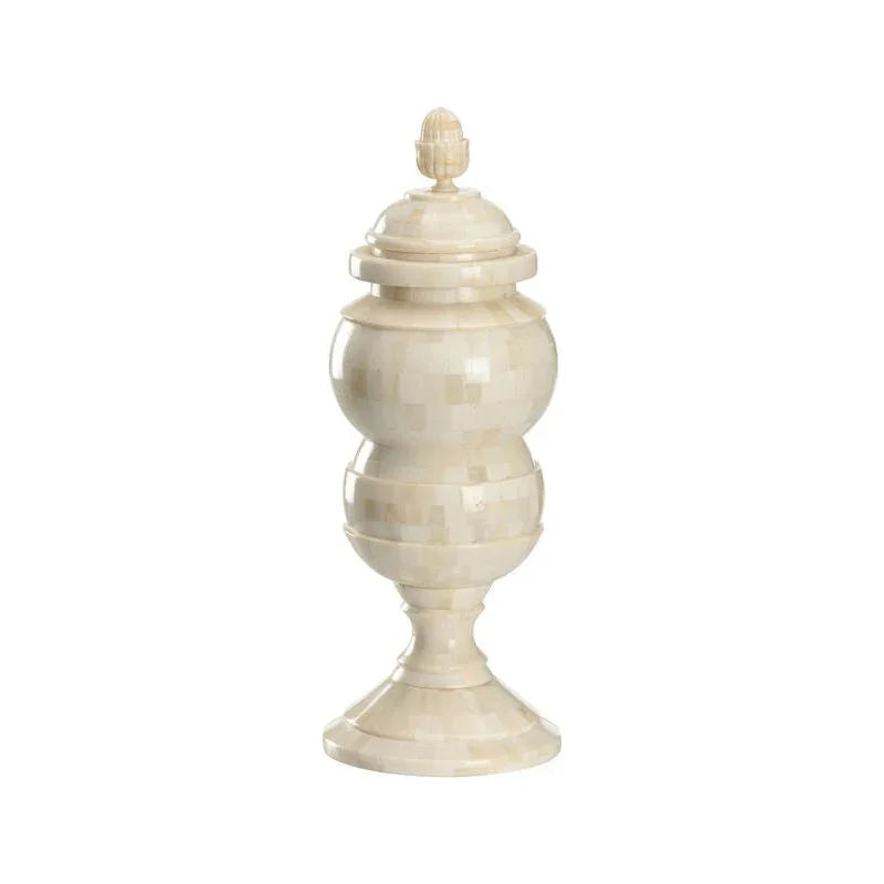 Cyrus Bone Inlay Pattern Whte Jar - LOOMLAN - Chelsea House - Vases & Jars