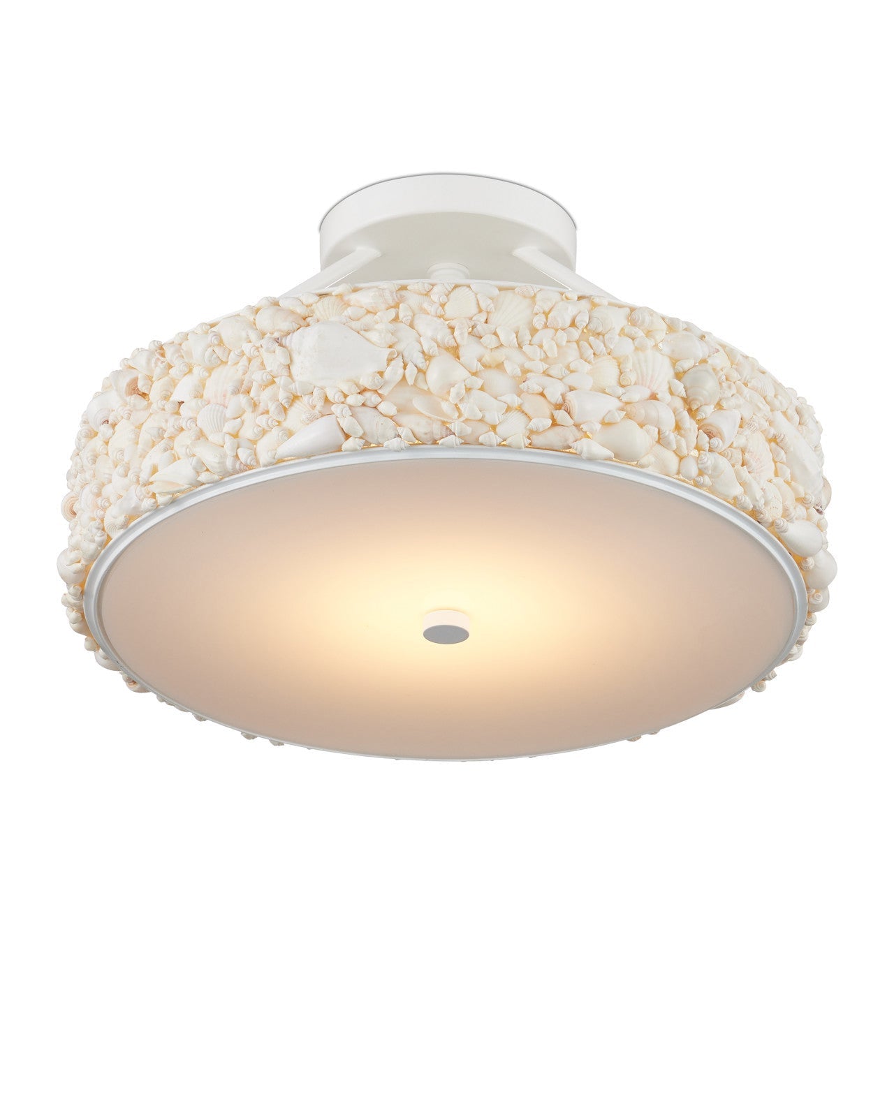 Turbinella White Shells Semi-Flush Mount-Flush Mounts-Currey & Co-LOOMLAN