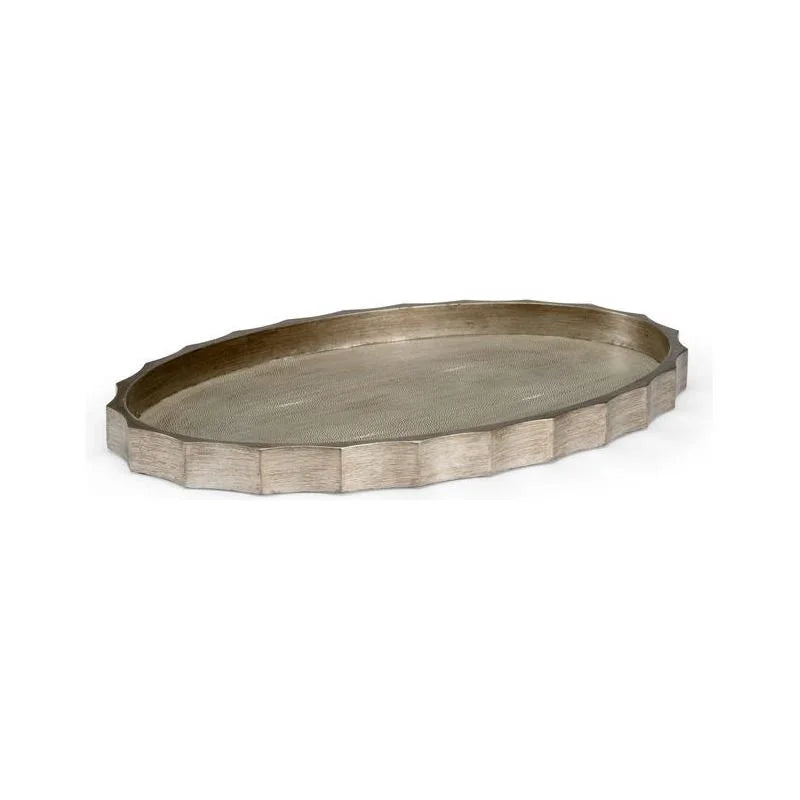 Eclipse Antique Silver Leaf Wood Tray - LOOMLAN - Chelsea House - Trays