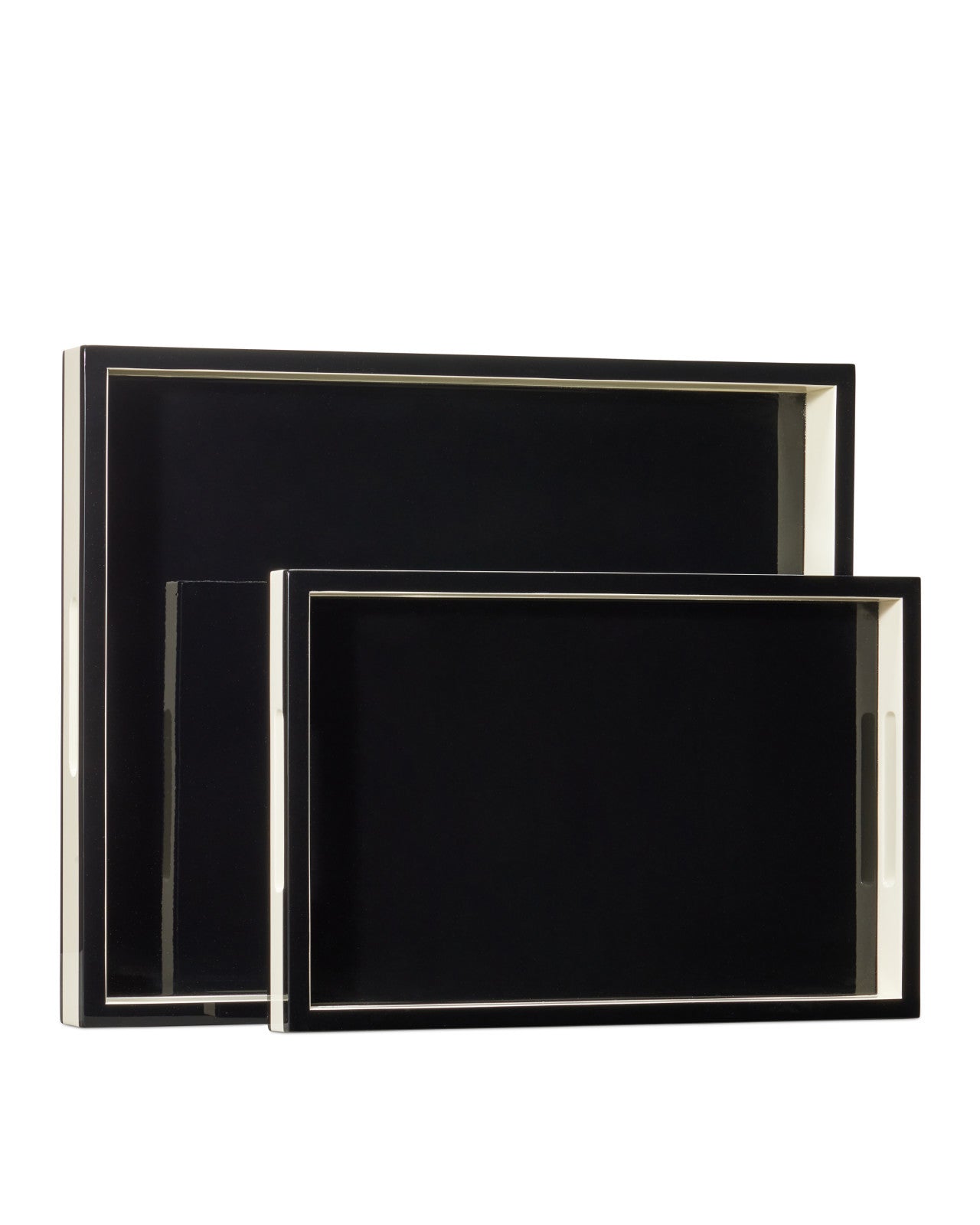 Lacquer Decorative Wood Tray (Set of 2)