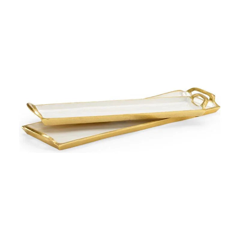 Enamel Made Gold Trimed Tray (Set of 2) - LOOMLAN - Chelsea House - Trays